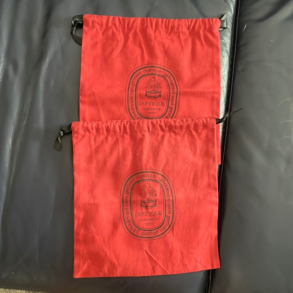 2 Diptyque Red Drawstring Bags